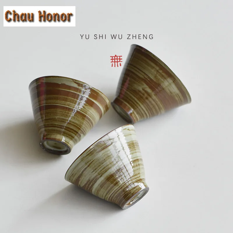 80ml Japanese Style Coarse Pottery Cone Teacup  Tea Bowl Beautiful Tea Cup Tea-tasting Fragrance Cup Jianzhan Master Cups Cafes