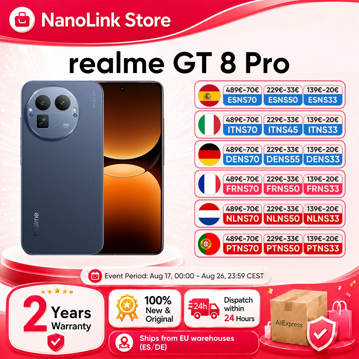 realme GT 8 Pro 5G Smartphone Versión EU Snapdragon 8 Elite Gen 5 Pantalla de 1…