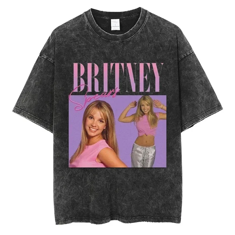 Singers Britney Spears Graphic T-shirt Music Cover Print Tees Quality Cotton Vintage Oversized Short Sleeve Men Women Streetwear