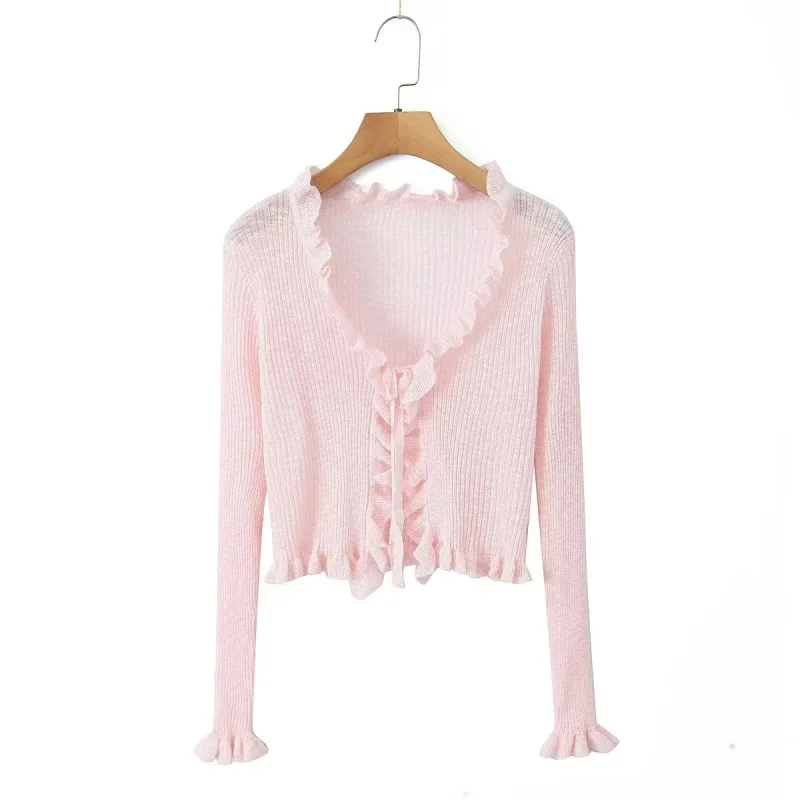 

Women's ort Coat 2025 Autumn Season Wood ain Ruffle Trim Belted Outerwear Fem D79290F Polyester Fabric Ladies Coat