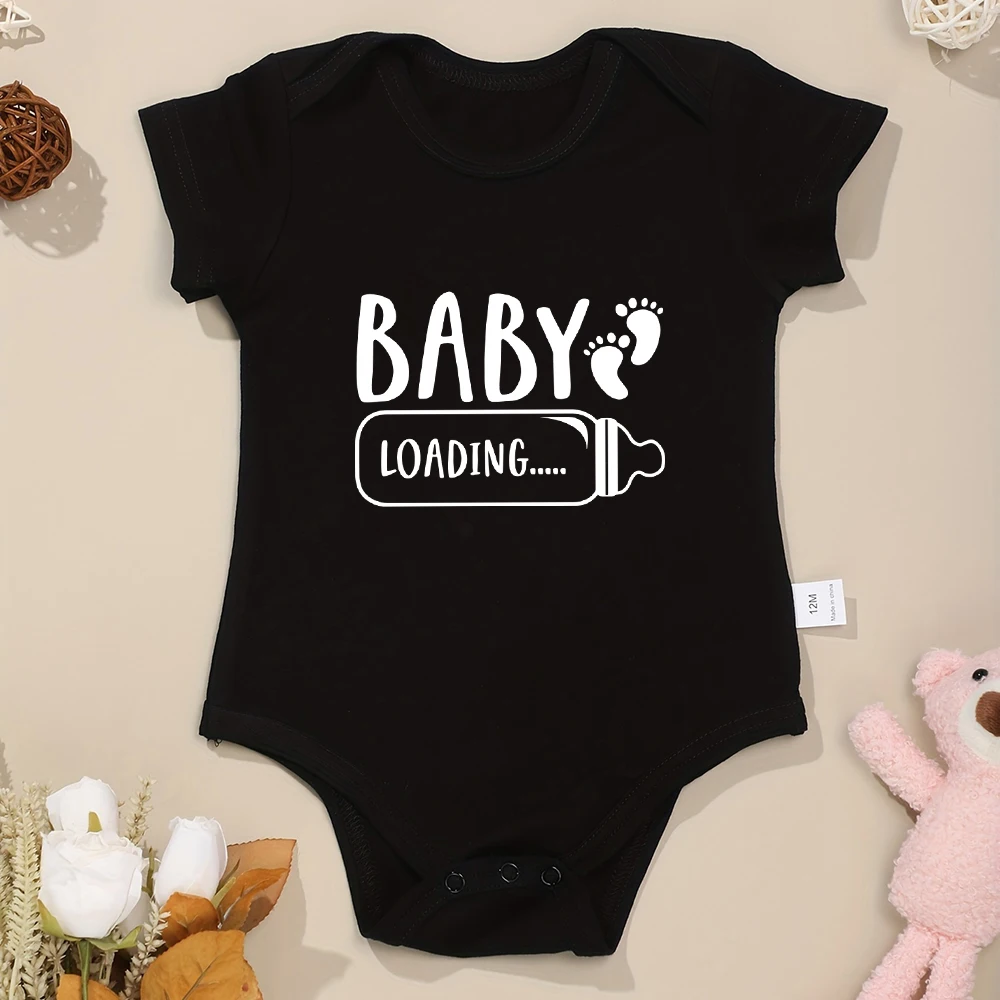 High Quality Pure Cotton Newborn Onesie Pajamas Cute Baby Loading... Print Aesthetic Clothes Black Infant Boy Outfits Romper