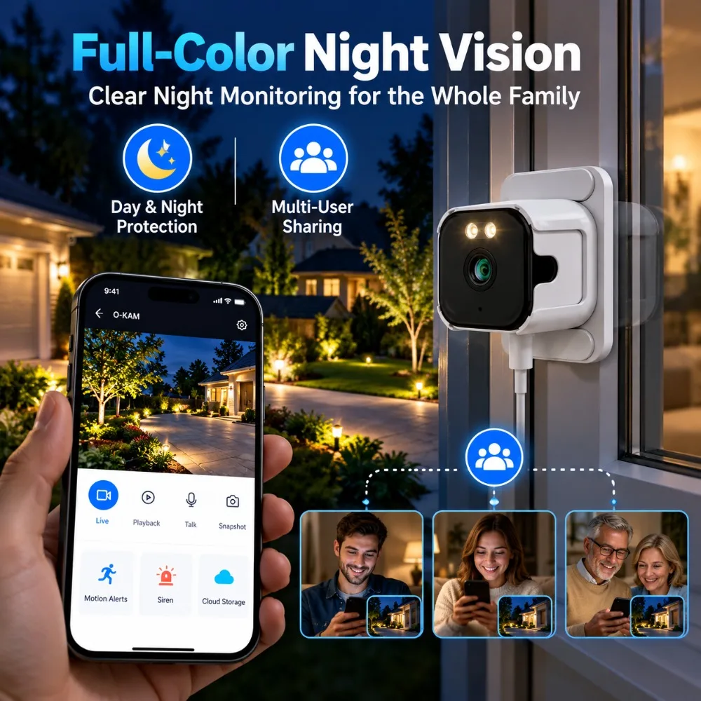 2K HD WiFi Camera Indoor Smart Window Color Night Vision Auto Tracking Motion Detection CCTV Home Security Surveillance Cameras