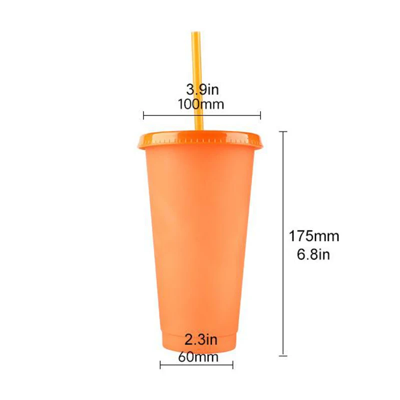 10 Pcs Temperature Sensor Magical Color Changing Cups With Lids Pp Plastic Straw Cups 23.6oz Reusable Tumblers For Kids Adults