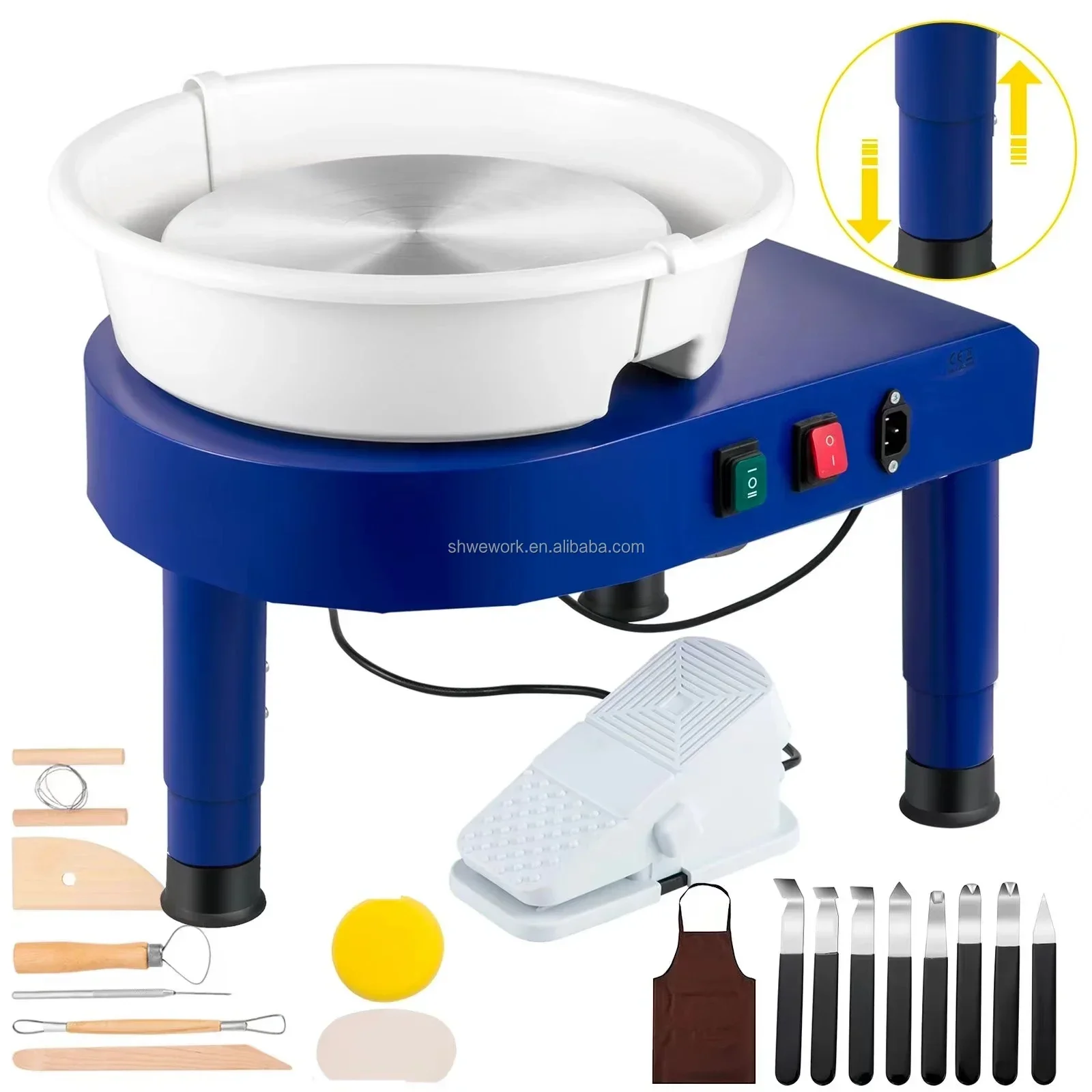 

Electric Pottery Wheel Machine 14in/35cm 450W Ceramic Wheel Forming Clay Machine with Foot Pedal for Ceramics