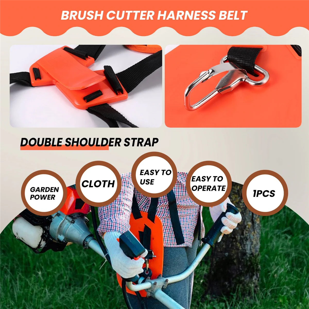 

Surprised! Double Shoulder Strap Grass Trimmer Brush Cutter Harness Belt Garden Power Pruner Yellow