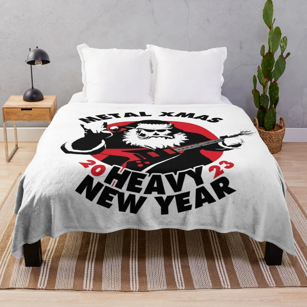 

Metal Christmas And Heavy New Year 2023 Heavy Metal Santa Claus Throw Blanket Furrys Hairy Soft warm winter Blankets