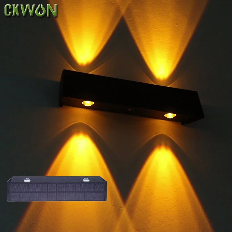 

Newest Solar LED Lights Design Wall Washer Light Outdoor Wall Lamp Yellow Up Down Garden Decoration Outdoor 2200MAh Spotlights