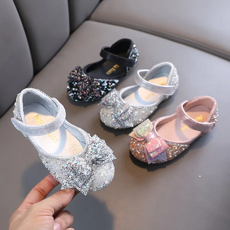 

Girls Mary Janes for Party Wedding Shows Bling Rhinestones Children Crystal Shoes Cute Fashion Shallow Bowlnot Kids Causal Shoes