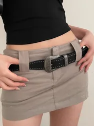 N Retro Belt Female 2024 New Style Rivet Punk Belt With Jeans Belt Personality Y2K Black