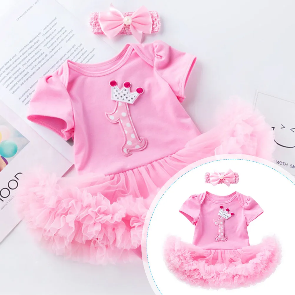 

1Set Soft Cotton Baby Girls Dress Outfit Short Sleeve Romper Skirt Set Lovely Attractive Summer Clothes for New Year Beach Photo