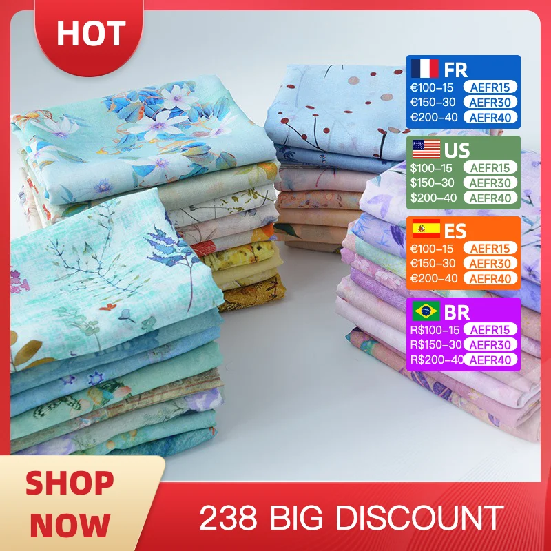 

Digital printing Tian Si ramie fabric Sewing manual DIY clothing dresses shirt suspensory decorate pajamas fabric