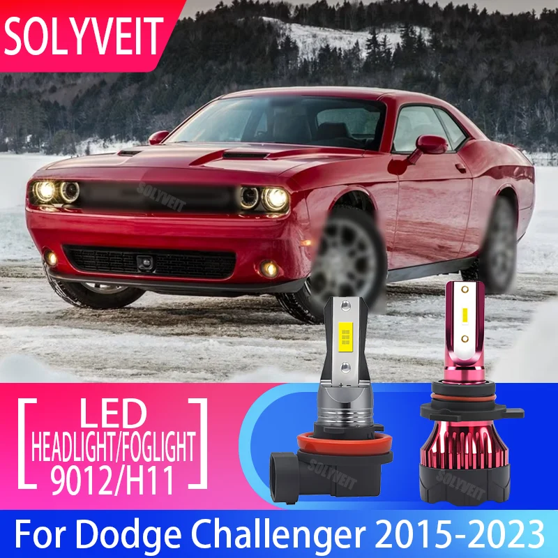 

LED Headlight Fog Light Combo Kit Plug and Play 9012/H11 For Dodge Challenger 2015 2016 2017 2018 2019 2020 2021 2022 2023