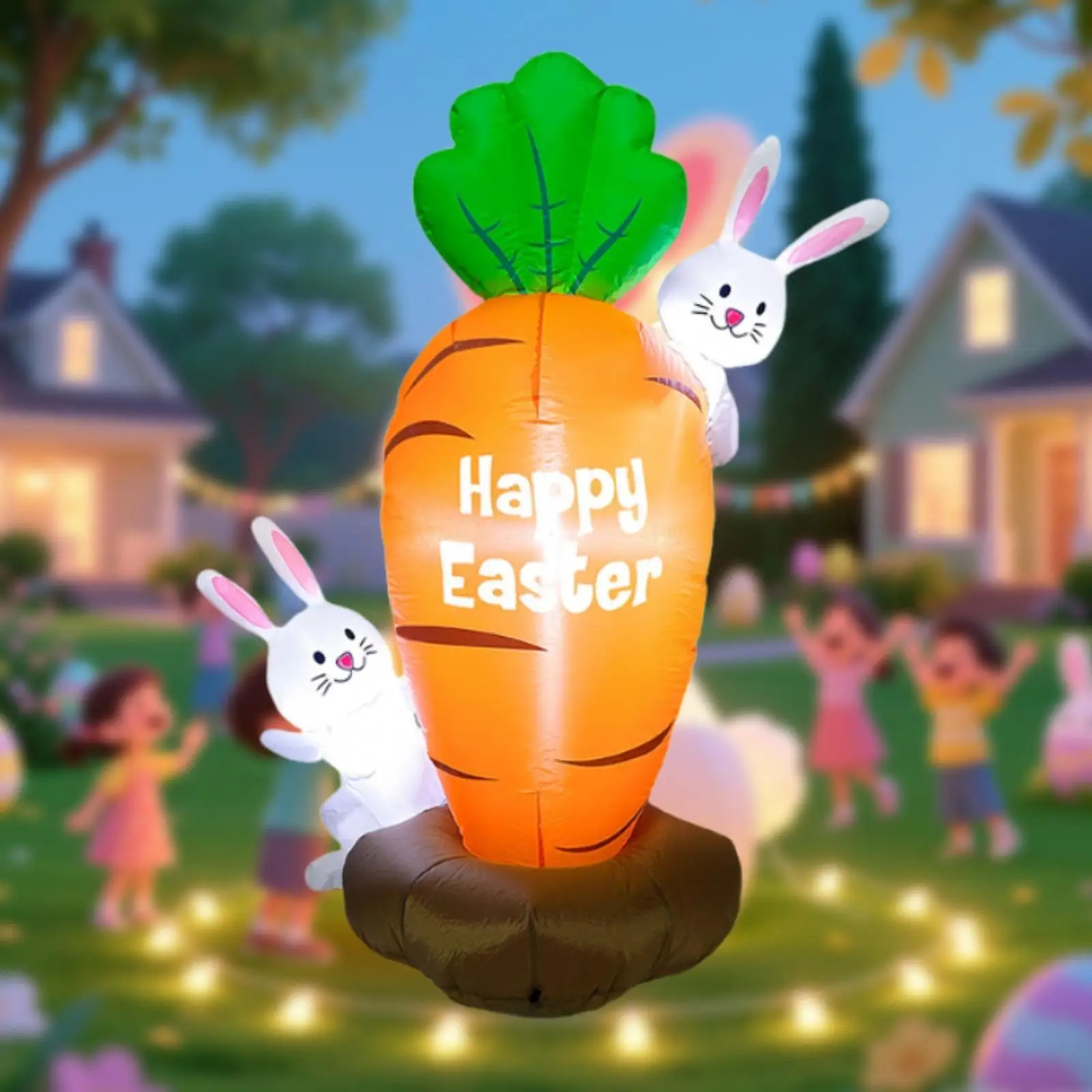 Multicolor Outdoor Inflatable Easter Prop with Weatherproof LED Light for Garden Patio Home Lawn Party Festive Decoration