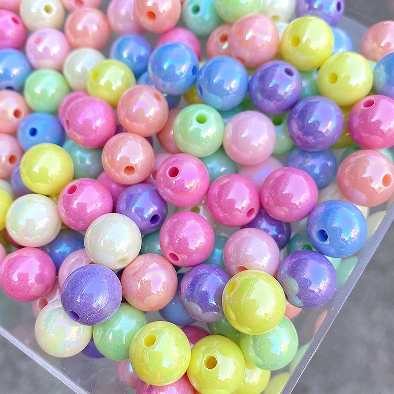 Acrylic beads for jewelry making Macaron solid color AB color beads round beads DIY bead making handmade plastic loose beads