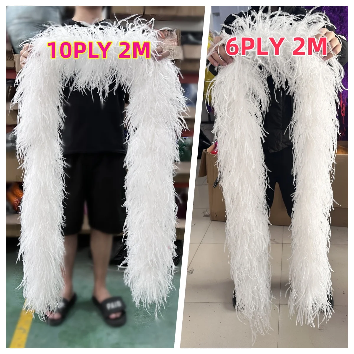 

2Meters Natural Ostrich Feather Boa 6 7 8 9 10PLY Ostrich Feathers Trim Shawl for Wedding Party Clothing Decoration Plumes Scarf