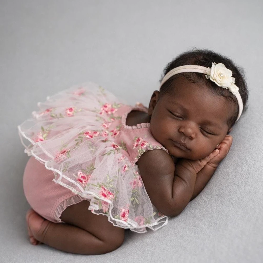 Newborn Photography Props Girl Lace Romper Infant Photo Shoot Outfit Vintage Baby Princess Studio Posing Costume Clothes