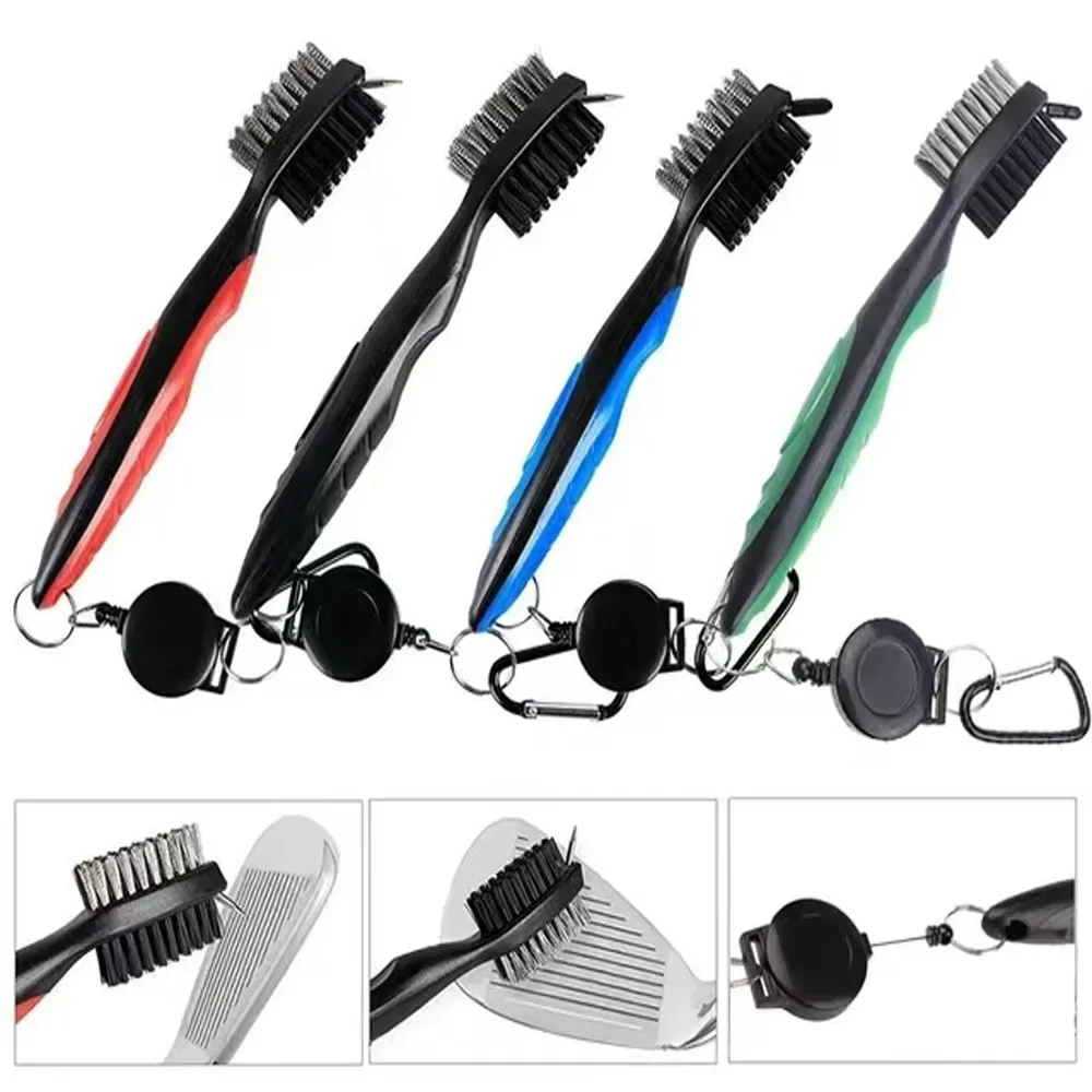 

Golf Club Brush Groove Cleaner, Retractable, Zip-Line, Aluminum Carabiner, Lightweight, Stylish Easily Attaches to Golf Bag