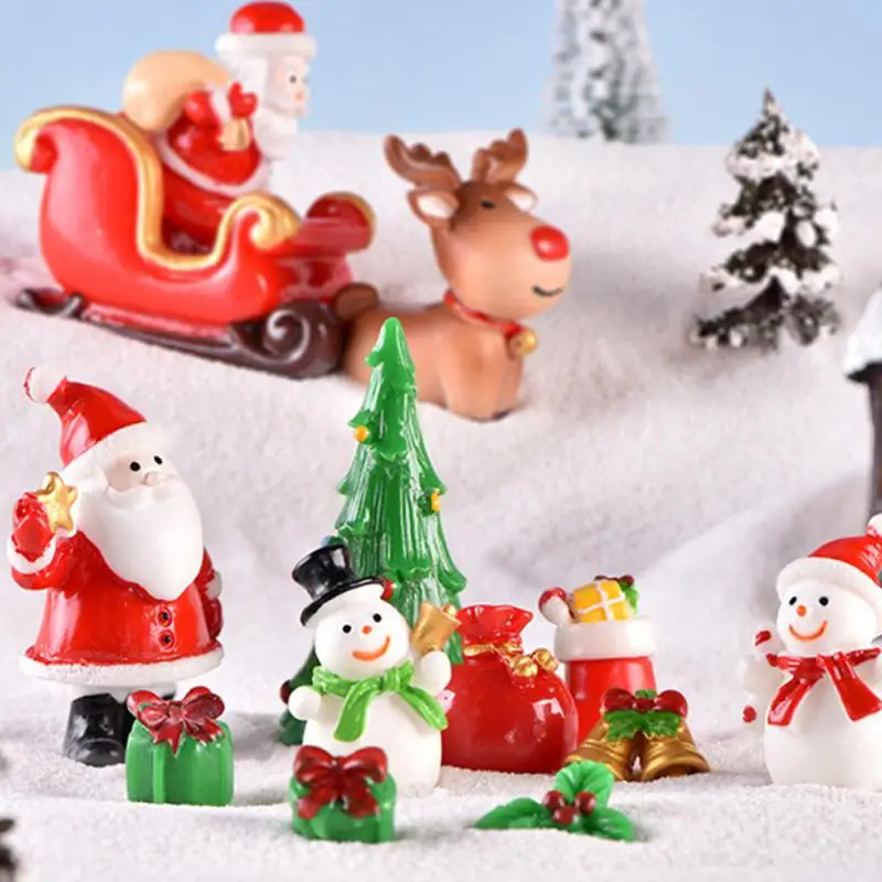 Mini Resin Christmas Decoration Santa Claus Snowman Tree Micro Landscape Model DIY Miniature Garden Figurines Home Ornament Gift