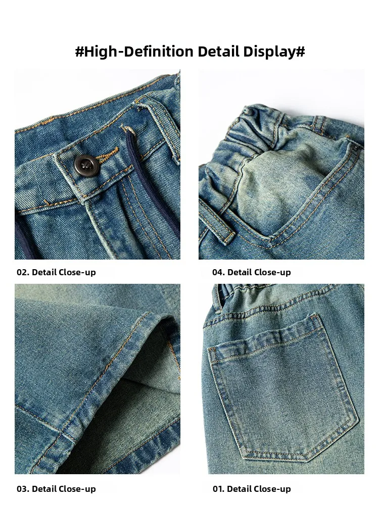 الرجعية الأمريكية Waed المتعثرة الدنيم orts ex فضفاض عارضة تنوعا خمس قطع السراويل منتصف الخصر مستقيم الساق صالح #4