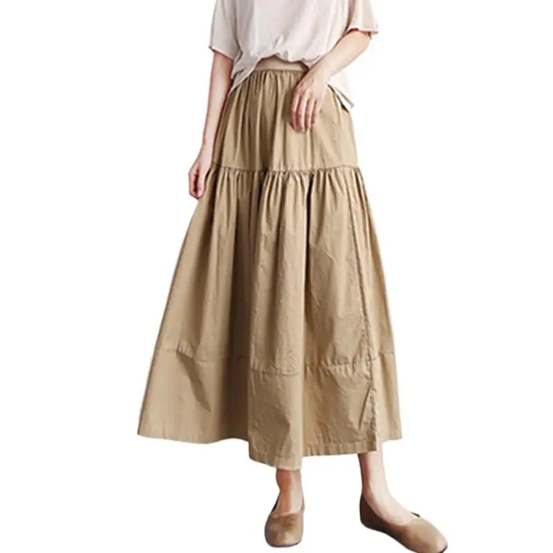 

2024 Cotton Linen Autunm brand maxi long party skirts,fashion casual Korea streetwear skirts,muslim Spring long skirts 5XL 6XL