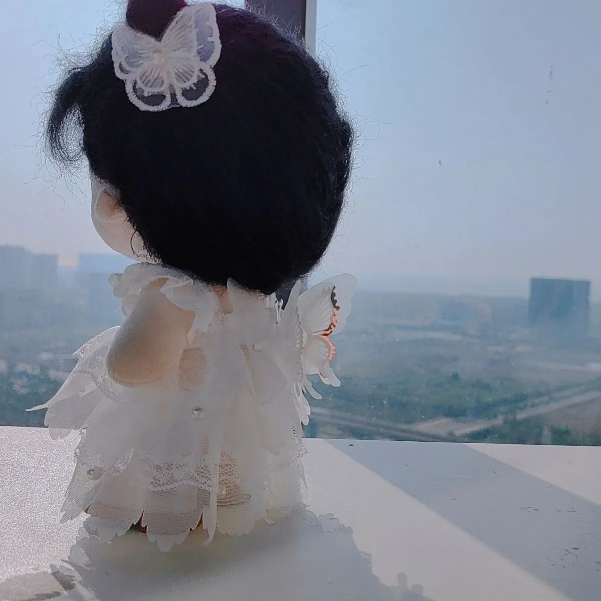 Butterfly Princess Style Series 15/20cm Universal Cotton Baby Doll Mini Dress Includes White Silk Dress with Hairpin view 5