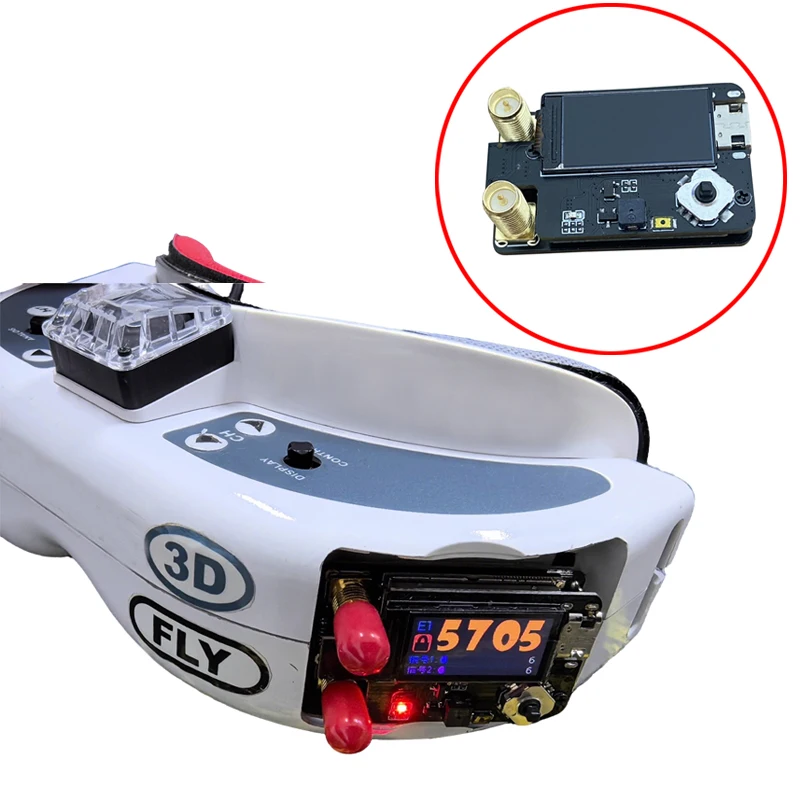 1PCS 4.9G/5.8G/6.1G SMA-F Dual-Antenna Receiver w Screen USB Port Integrated Receiving Module for DJI/Fatshark/HDZERO Goggles