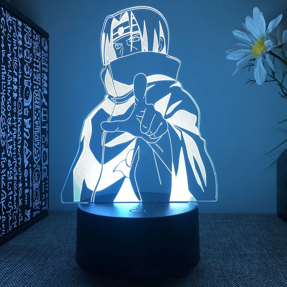 Anime Naruto Uzumaki LED Night Light Toys Akatsuki Kakashi Hatake Kid Bedroom Nightlight Itachi Uchiha 3D 7/16 colors Lamp Decor