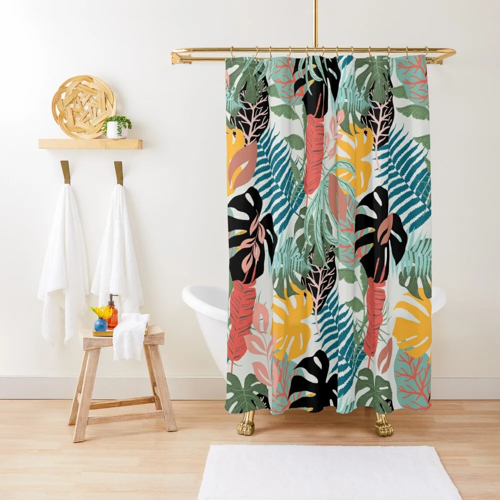

Colorful Jungle Leaves Pattern Shower Curtain Bathroom Shower Bathroom Curtain Box