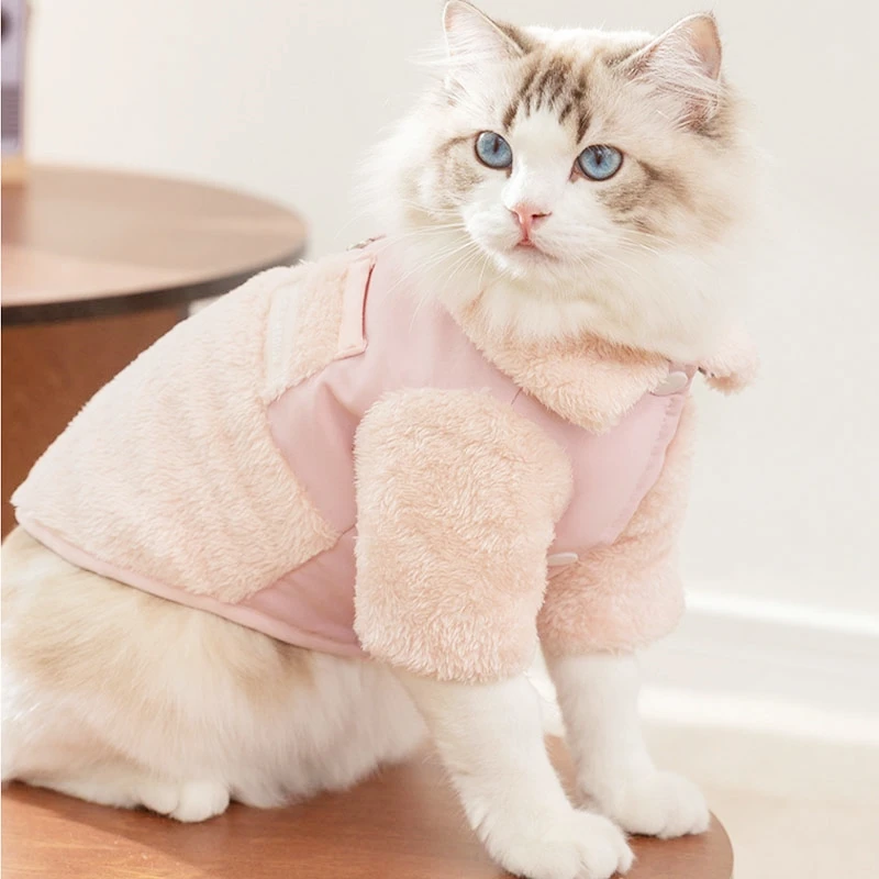 Fashion Solid Dog Jacket Winter Warm Dog Padded Clothes Cute Soft Puppy Coat Double-Sided Cat Down Jacket Chihuahua Pet Clothes