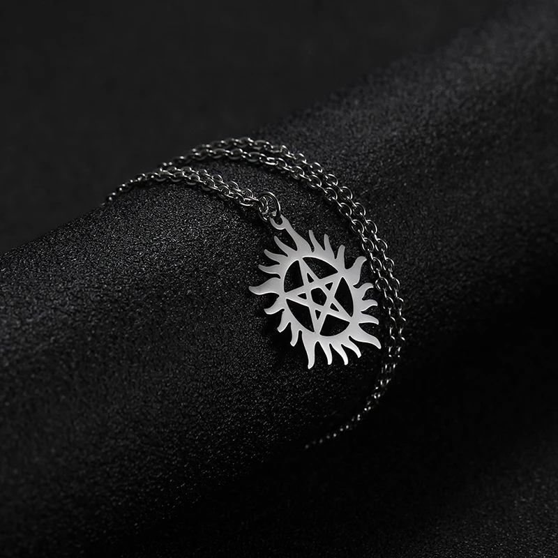 New Fashion Stainless Steel Silver Color Choker Necklace Trend Sun Stars Pendant Necklace for Men Women Jewelry Gift Wholesale