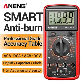 ANENG DT9205A-12 디지털 멀티미터, AC DC 전압 전류 테스터, 전기 테스트 계량기, 전문 아날로그 멀티미터, 1999 카운트