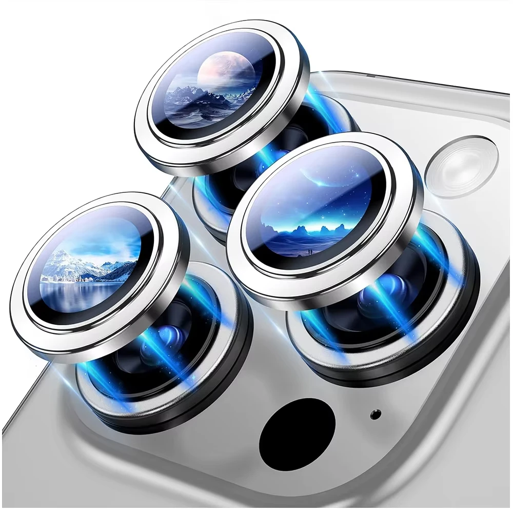 

For iPhone 15 Pro 16 17 13 14 12 11 Pro Max Camera Metal Lens Screen Protector Glass iPhone 16 15 Plus 13 Mini Ring Glass Film