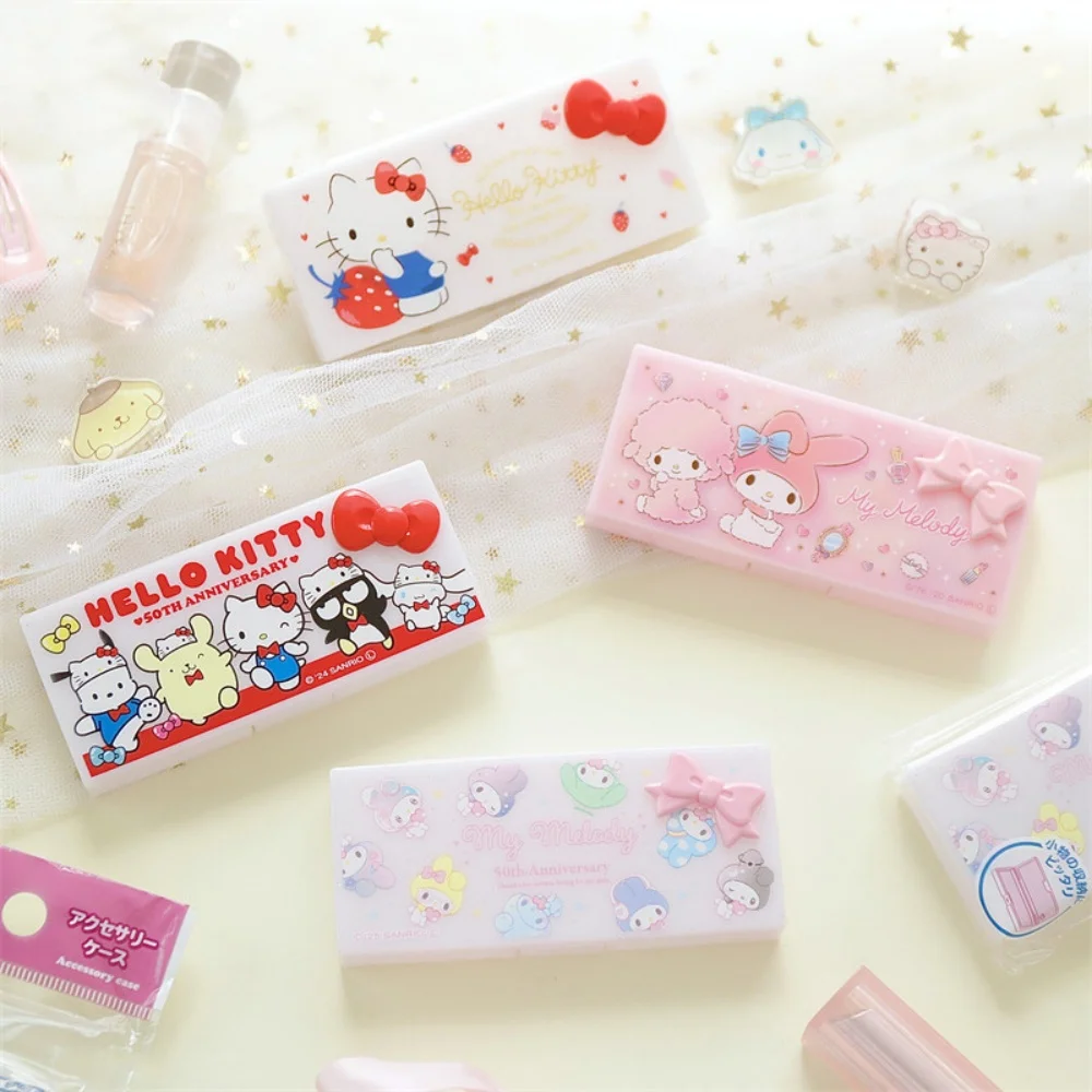 Caixa de Armazenamento Mini Original Sanrio Hello Kitty Melody, Organizador Kawaii para Desktop, Caixa para Fitas de Cabelo, Band-Aid e Fio Dental, Presente para Meninas