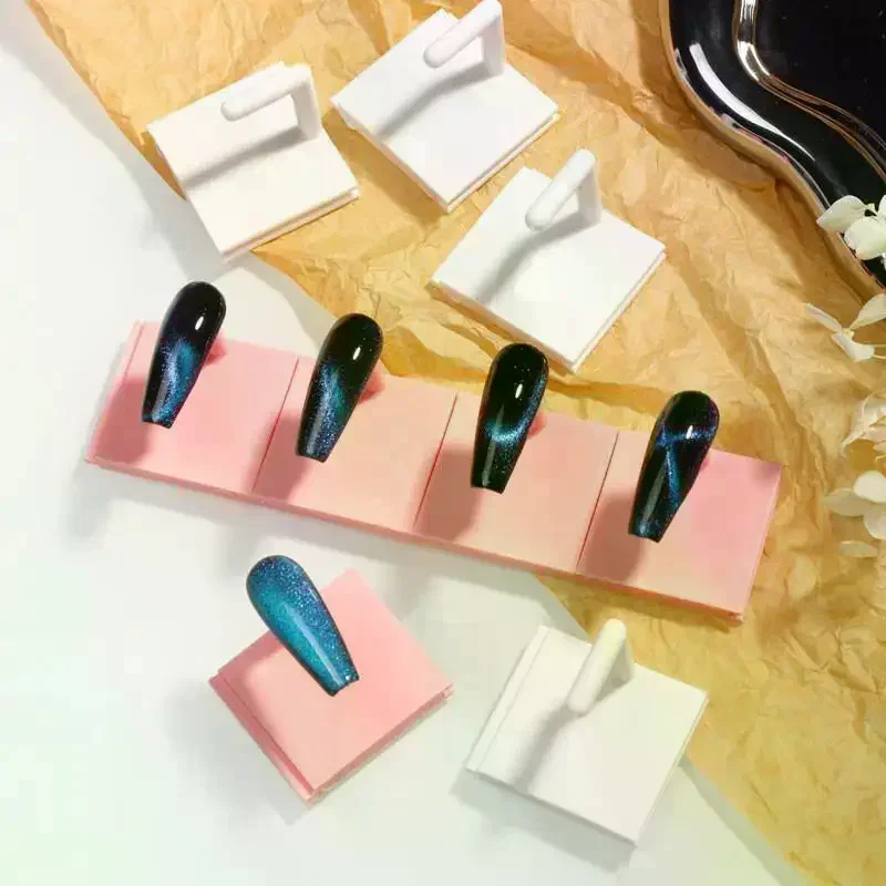 5pcs Nail Practice Display Stand Detachable Press On Nail Training Holder Plastic False Nail Polish Color Display Shelves Base