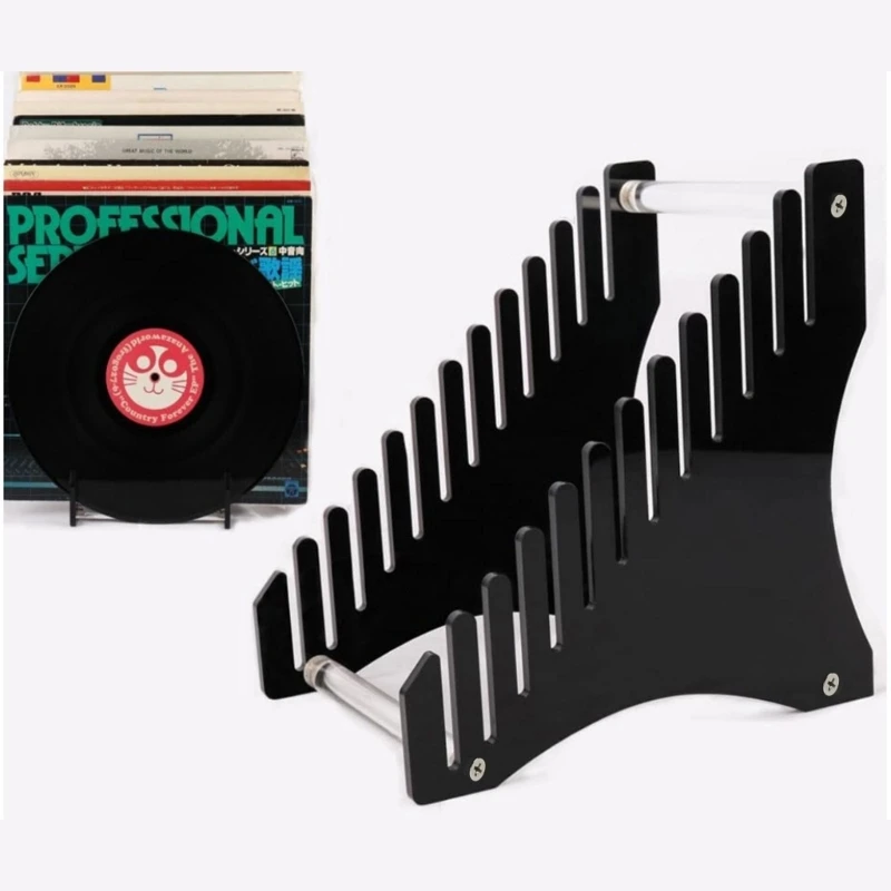 Porta álbum acrílico con 12 ranuras, soporte exhibición para discos vinilo, estante para álbumes discos para y