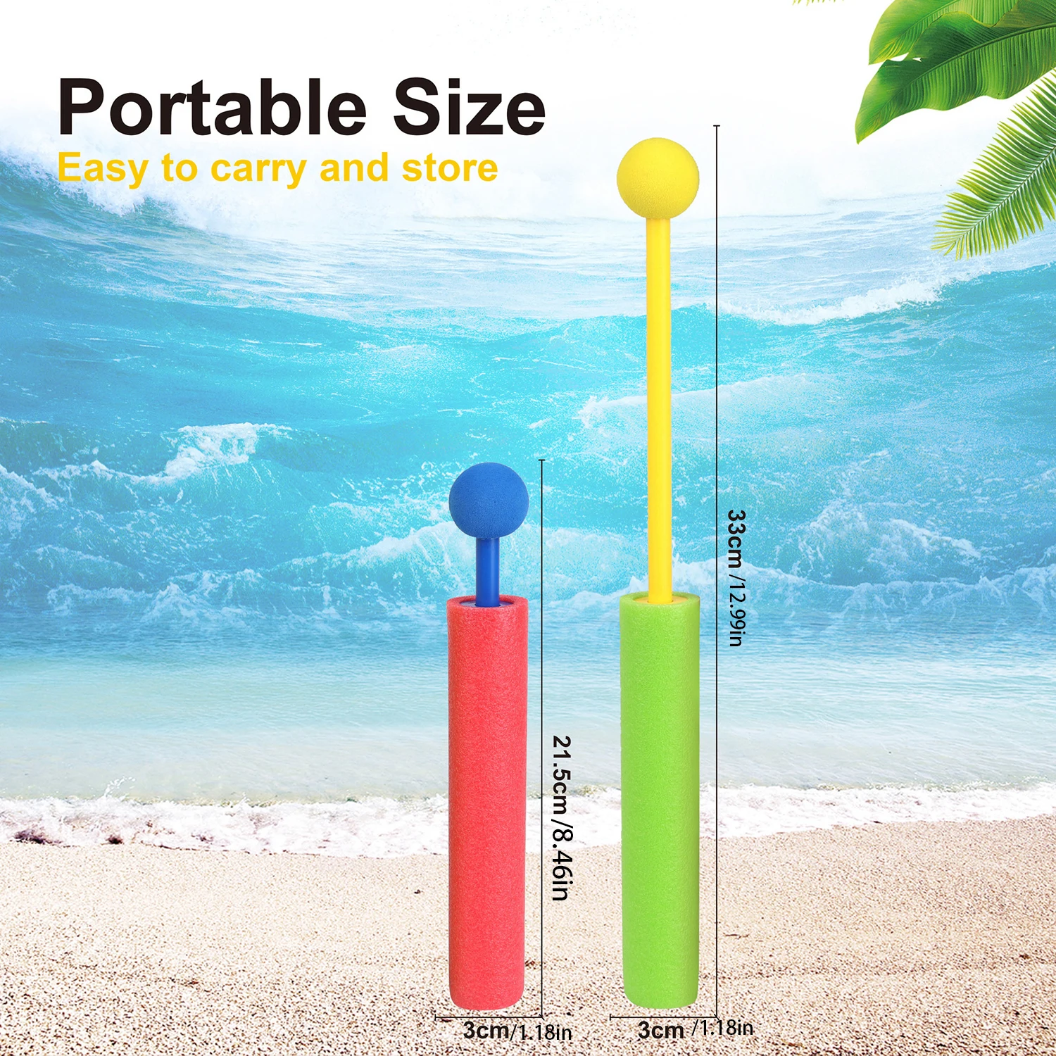 Summer beach water toy straight tube foam pull type high-pressure water gun outdoor water playing color random