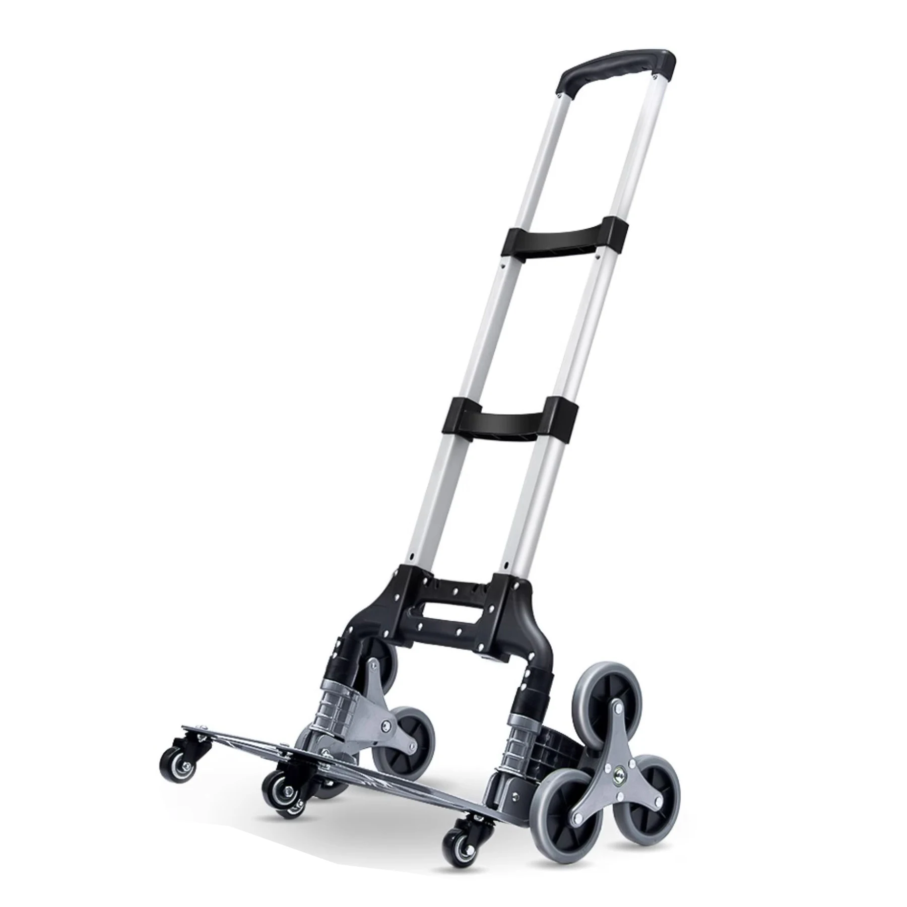 Stair Climbing Cart Foldable Dolly with Adjustable Handle Hand Truck 10 Wheels All Terrain Cart for Transport Goods