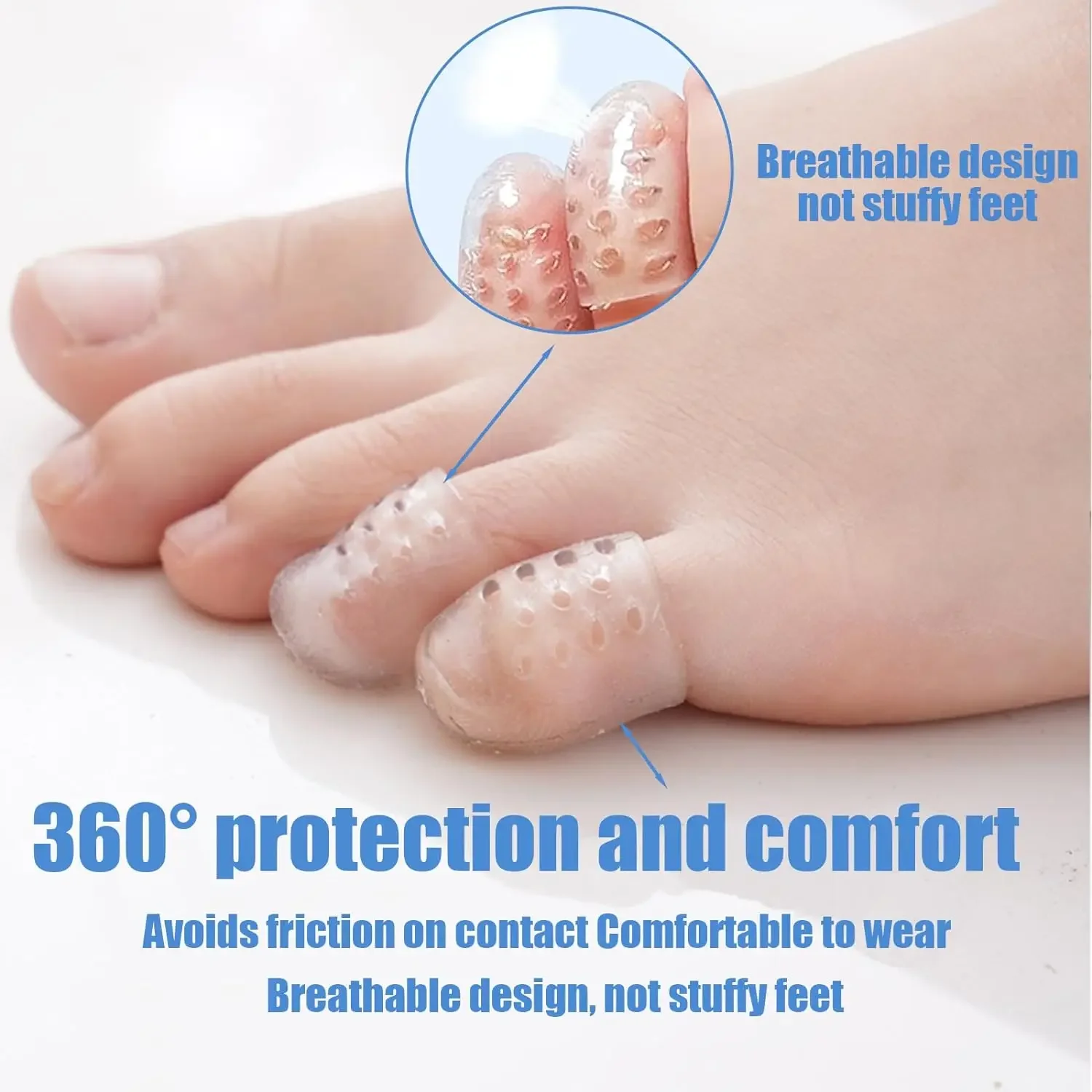 5-30pcs Transparent Silicone Toe Covers Women Gel Little Toes Protector Tube Foot Care Finger Caps Elasticity Prevents Blisters