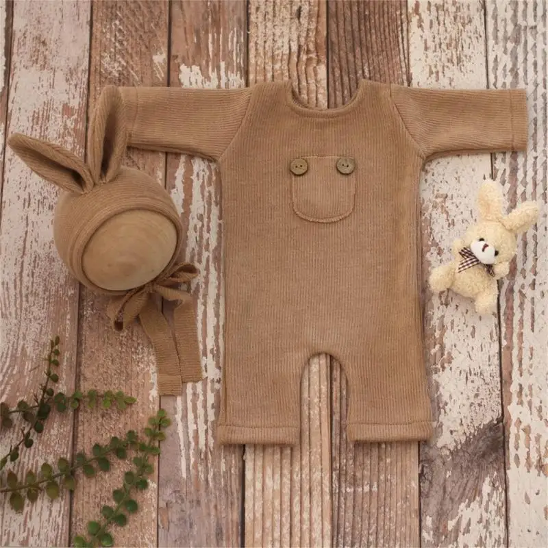 A5YC بيبي بوي فتاة التصوير الدعامة الوليد رومبير قبعة دمية مجموعة ملابس تبادل لاطلاق النار الصورة