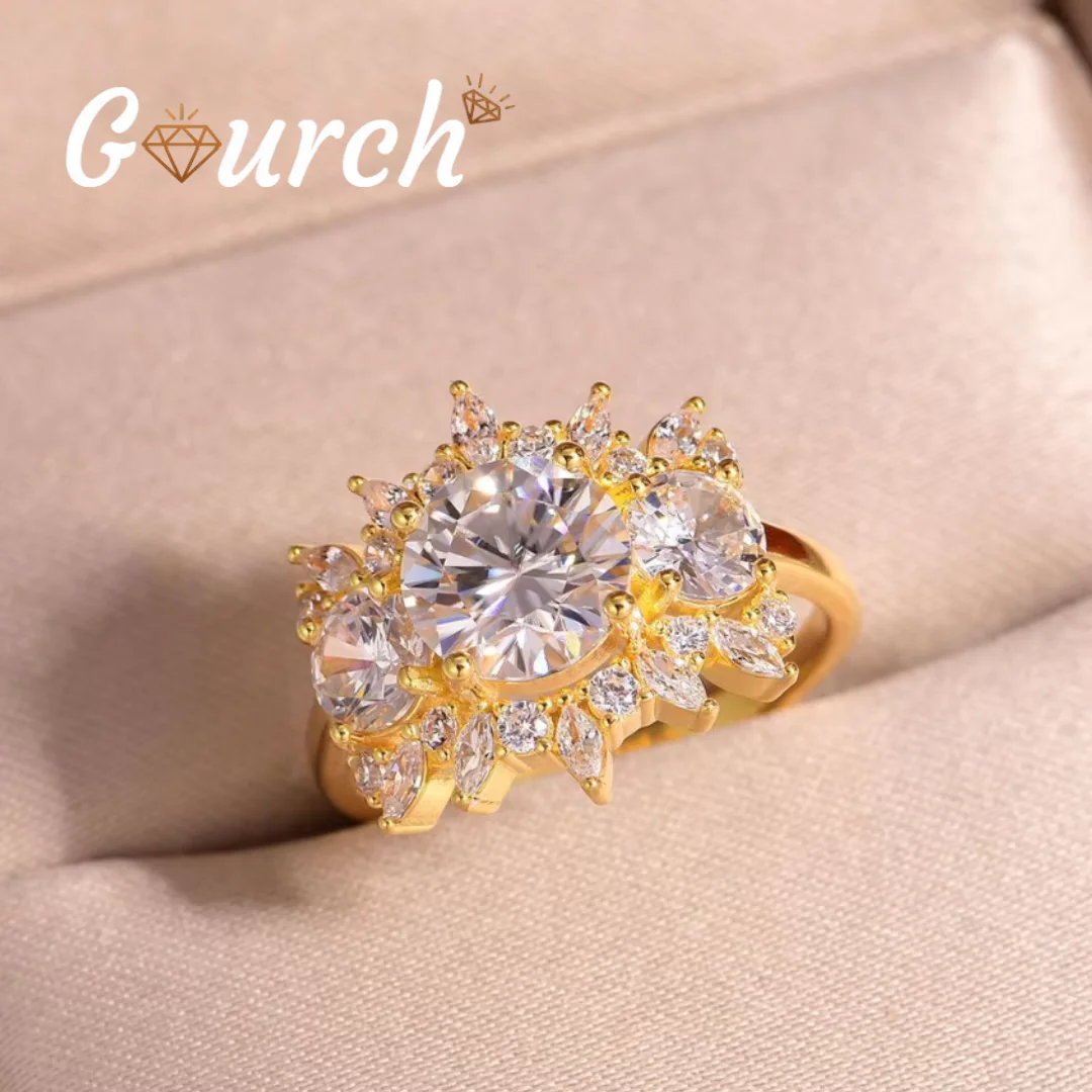 

Gourch D Color VVS1 2CT Moissanite Ring for Women Fine Jewelry 925 Sterling Silver Engagement Wedding Ring Band Birthday Gifts