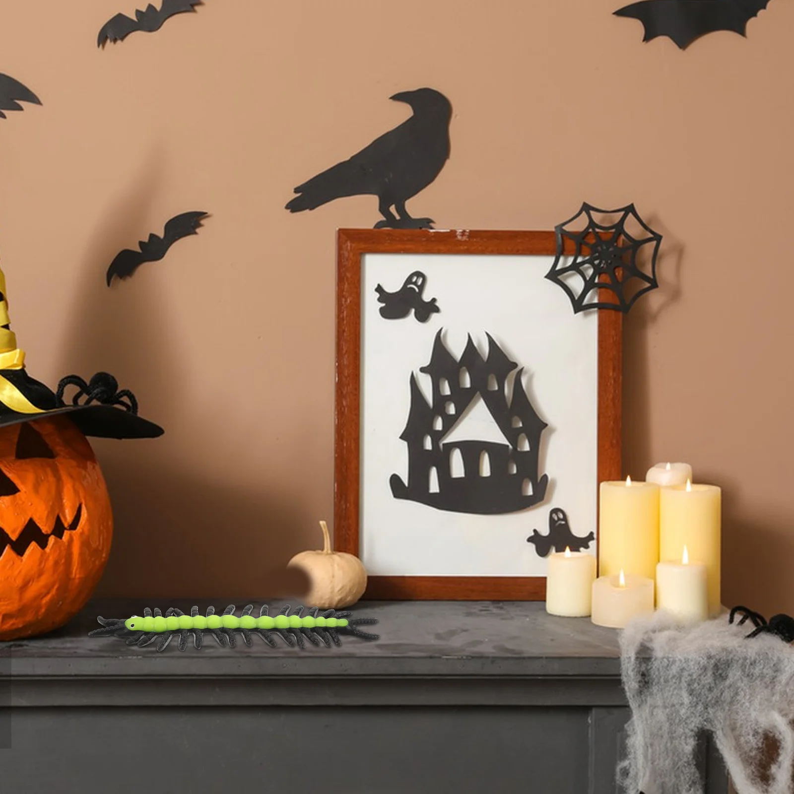 12 pçs simulação centopéia brincadeira de halloween flexível elástico assustador adereços assustador brincadeira gadgets alívio do estresse festa favores