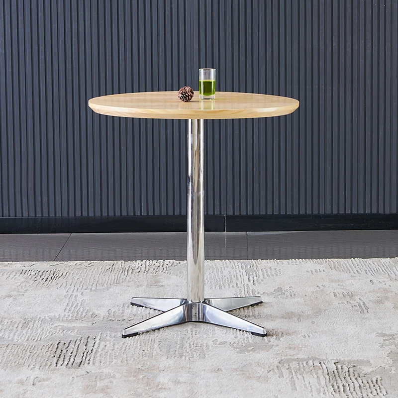 Cast Aluminum Steel Coffee Table Diner Round Dining Stainless Modern Steel Table Chair Restaurant Mueble Nordic Furniture