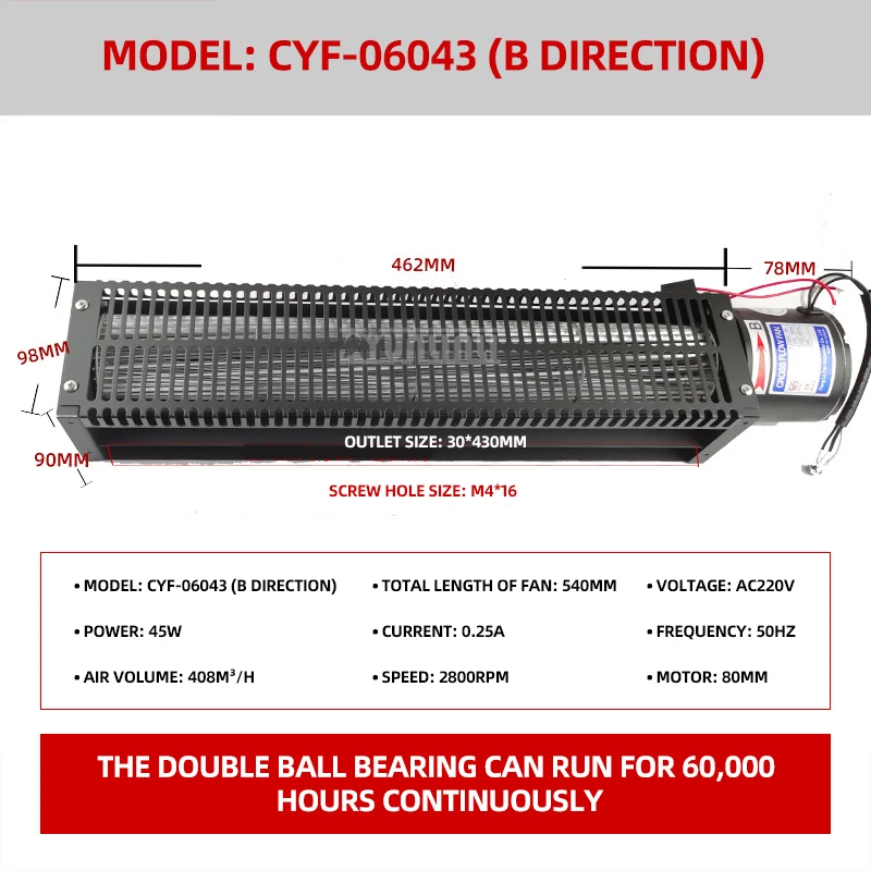 

Cross-flow Cooling Fan Drum Fan Wave Soldering Reflow Fan Inlet Ventilation Window With Fan With Metal Mesh