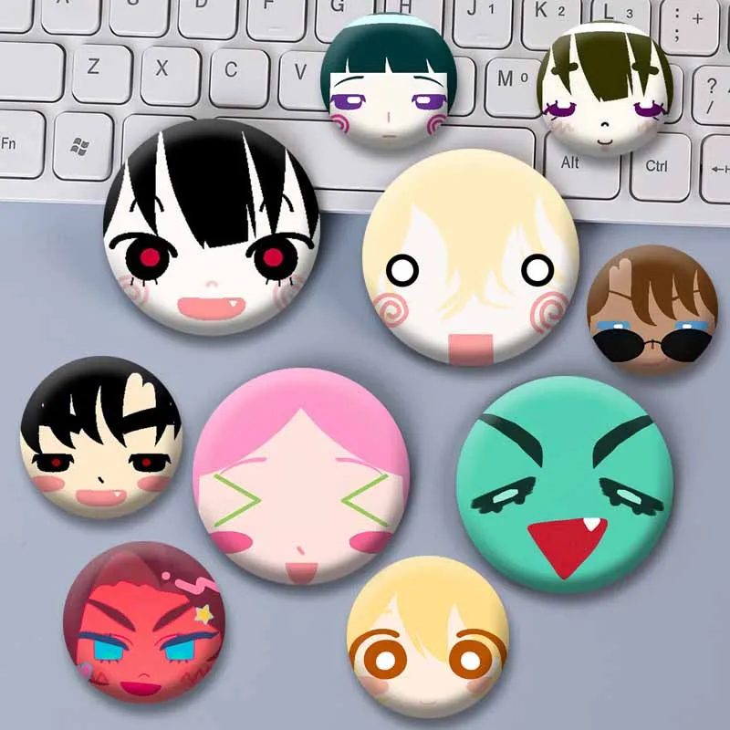 Anime Alien Stage Character Lapel Pins Cartoon Round Brooches for Backpack Hat Mizi Sua  Badges Fashion Jewelry Accessories Gift