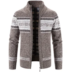 Autumn and Winter Jacket Men's Korean Version of Slim Knit Cardigan Plus Velvet Padded Coat Men's Casual Shirt