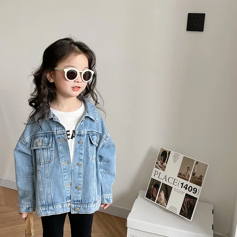 Outerwear Turn-down Collar Full Sleeve Regular Length Single Breasted Designable Soft Fashion Modern Soft Spring Children Girls