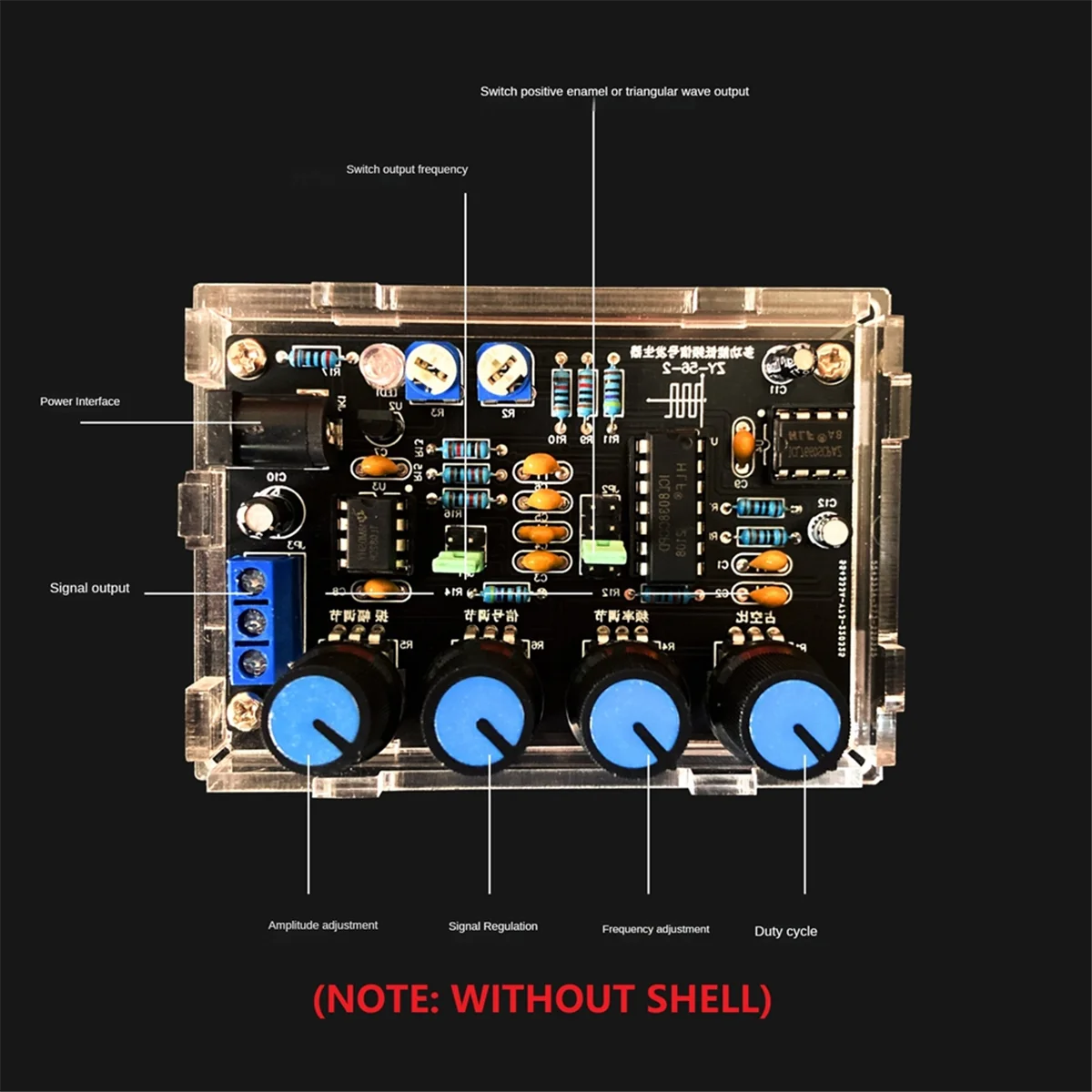 ICL8038 Function Signal Generator Module Sine Square Triangle Signal Generators DIY Welding Practice Kit Without Case