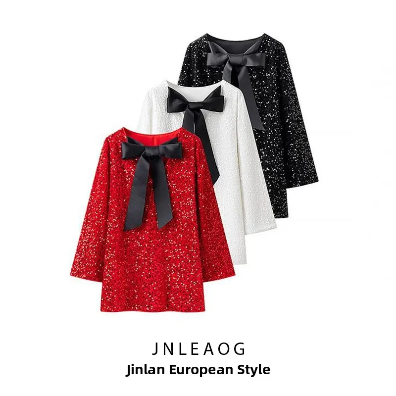 JNLEAOG Primavera Nuove donne Faion Design Nodo iny Dr Fibra di poliestere Lungo Sve A-Line Princ Dr