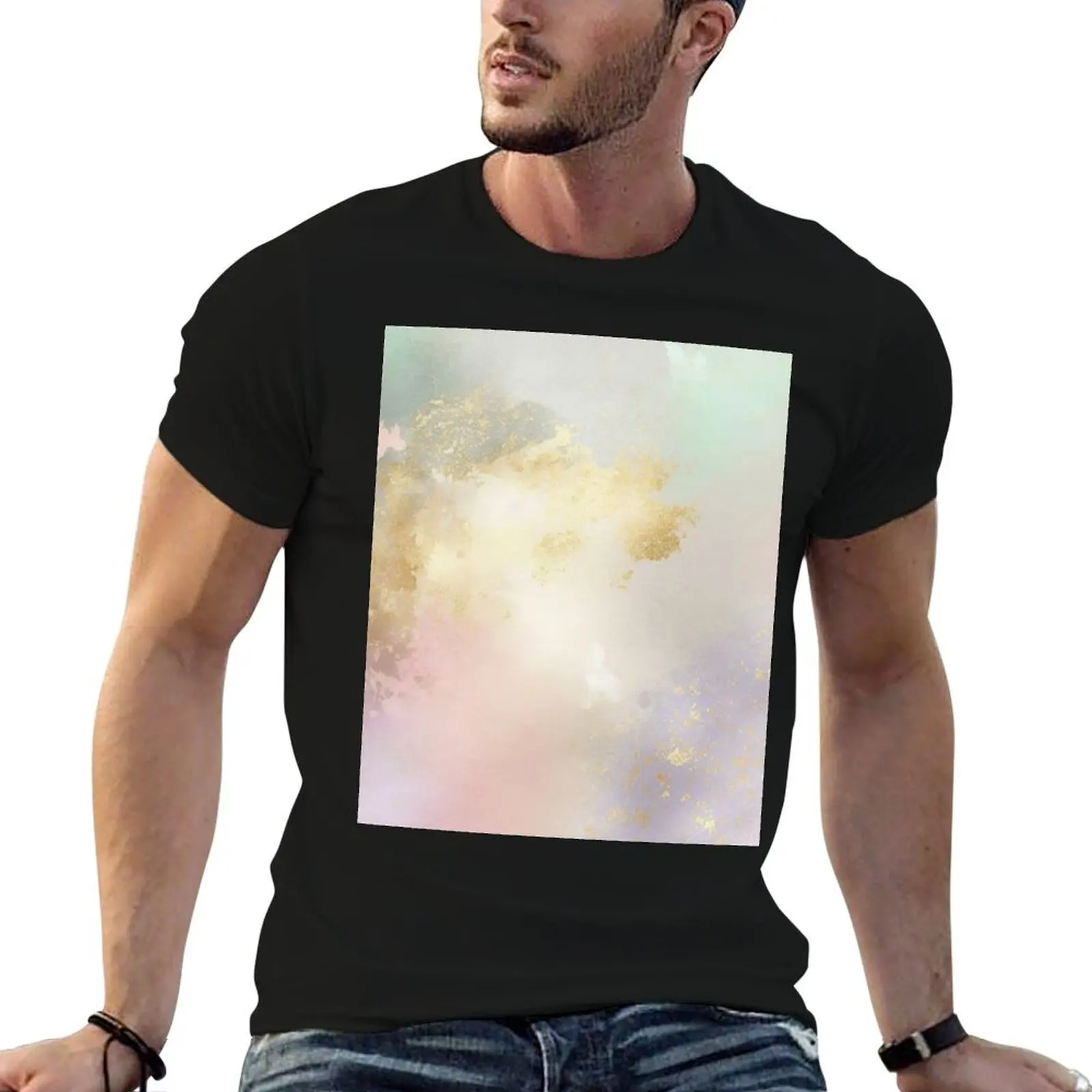 Pretty Pastels with Gold T-Shirt street wear boys animal print anime shirts men