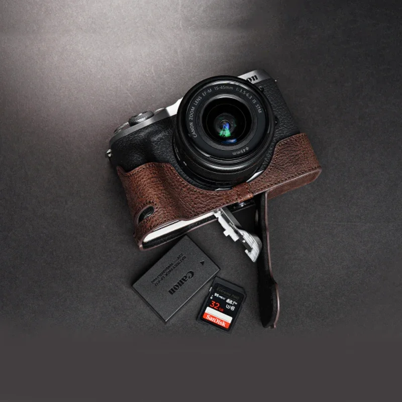 

Чехол для камеры из натуральной кожи для Canon EOS M6 mark ii M6 mark2 с отверстием для батарейного отсека